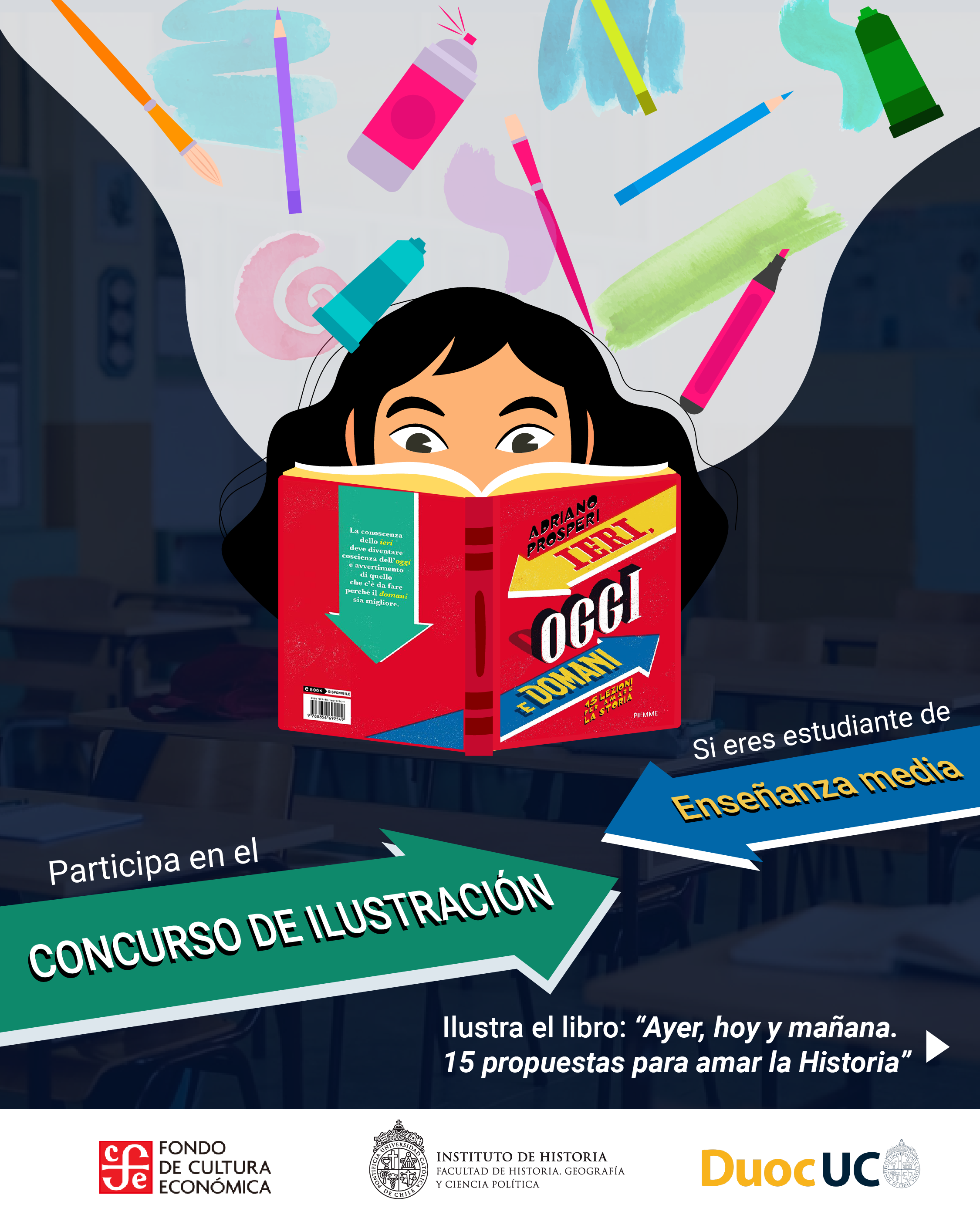 Instituto de Historia UC y Fondo de Cultura Económica abren concurso de ilustraciones para traducción del libro “Ayer, hoy y mañana. 15 propuestas para amar la Historia”