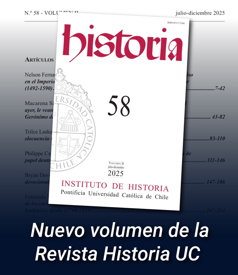 Revista Historia UC lanza nuevo volumen con 10 artículos de investigadores de Francia, Chile, Perú y Colombia